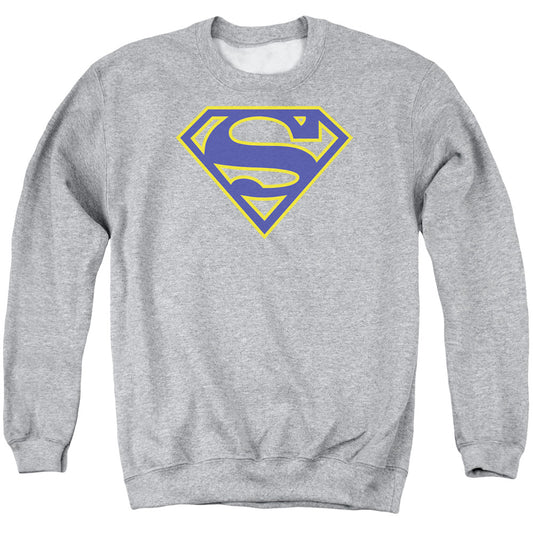 Superman Maize &Amp; Blue Shield Mens Crewneck Sweatshirt Athletic Heather