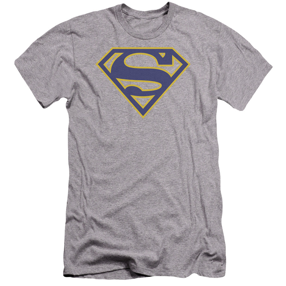 Superman Maize & Blue Shield Premium Bella Canvas Slim Fit Mens T Shirt Athletic Heather