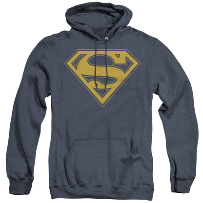 Superman Maize & Blue Shield Mens Heather Hoodie Navy