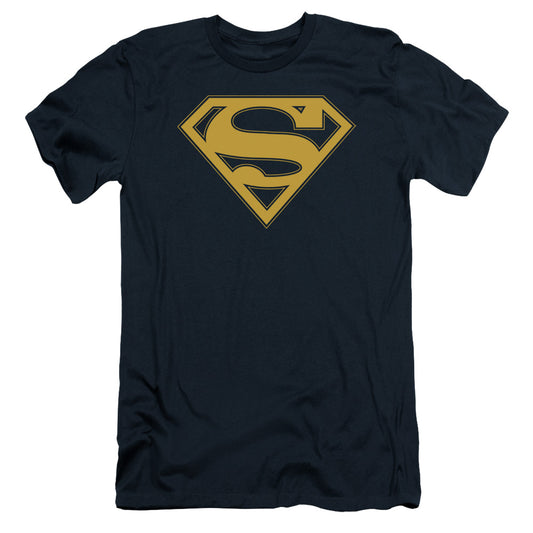 Superman Maize & Blue Shield Slim Fit Mens T Shirt Navy