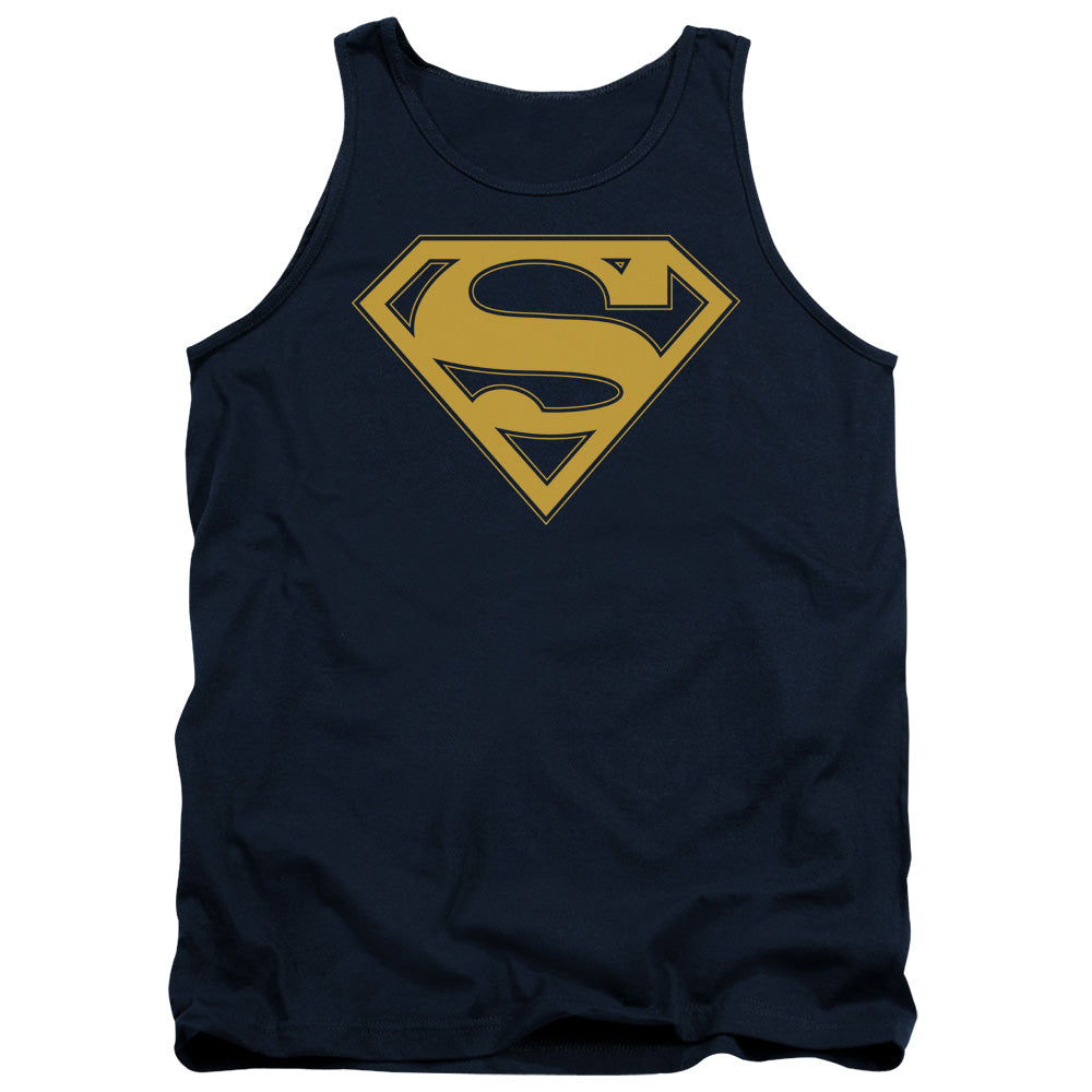 Superman Maize & Blue Shield Mens Tank Top Shirt Navy