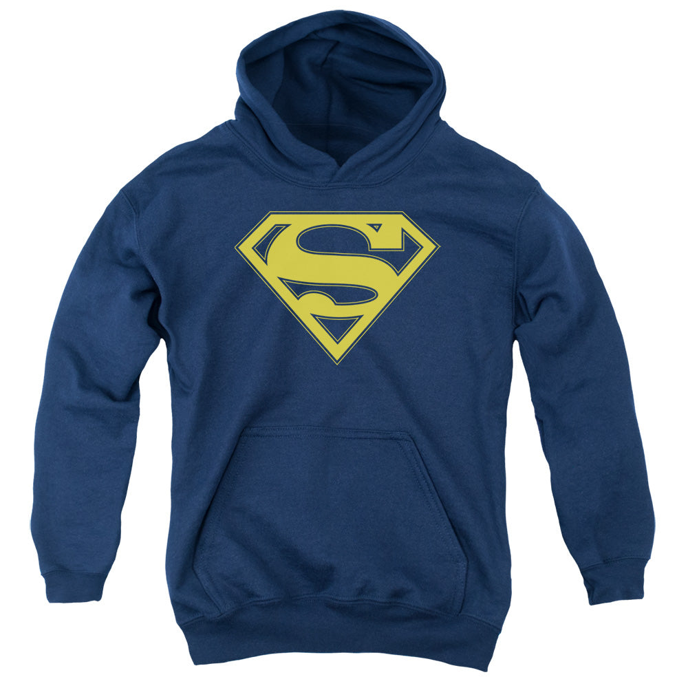 Superman Maize & Blue Shield Kids Youth Hoodie Navy