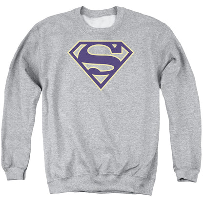 Superman Navy &Amp; Gold Shield Mens Crewneck Sweatshirt Athletic Heather