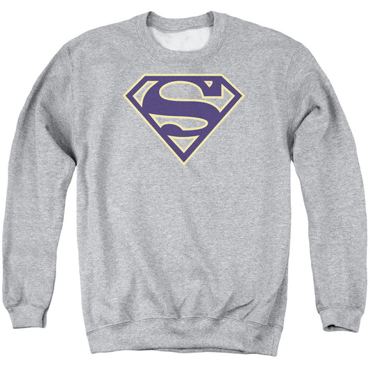 Superman Navy &Amp; Gold Shield Mens Crewneck Sweatshirt Athletic Heather