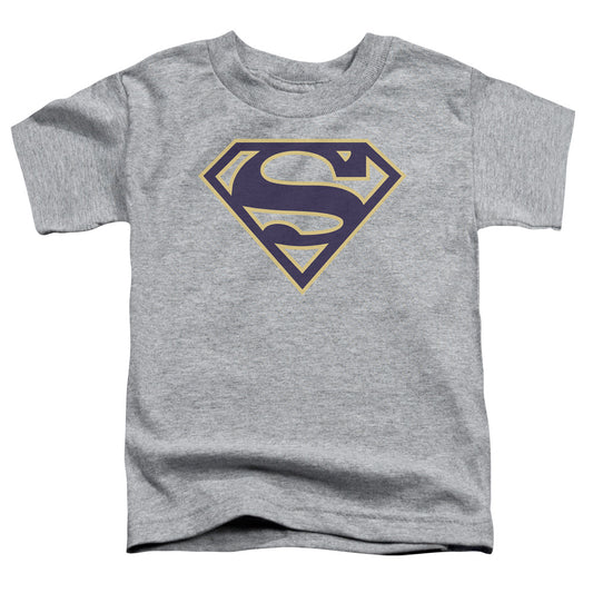 Superman Navy & Gold Shield Toddler Kids Youth T Shirt Athletic Heather