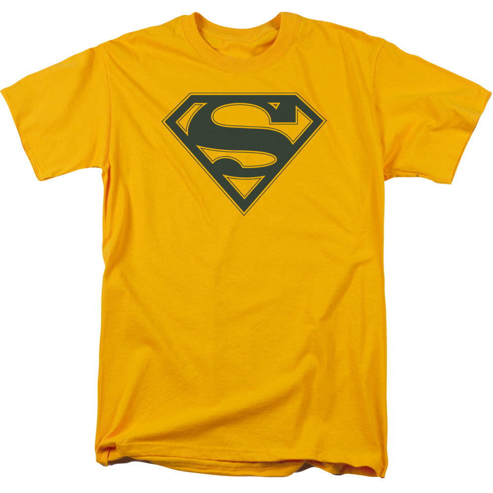 Superman Navy Blue & Gold Shield Mens T Shirt Gold