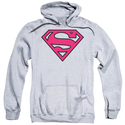 Superman Red &Amp; Black Shield Mens Hoodie Athletic Heather