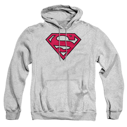 Superman Red &Amp; Black Shield Mens Hoodie Athletic Heather