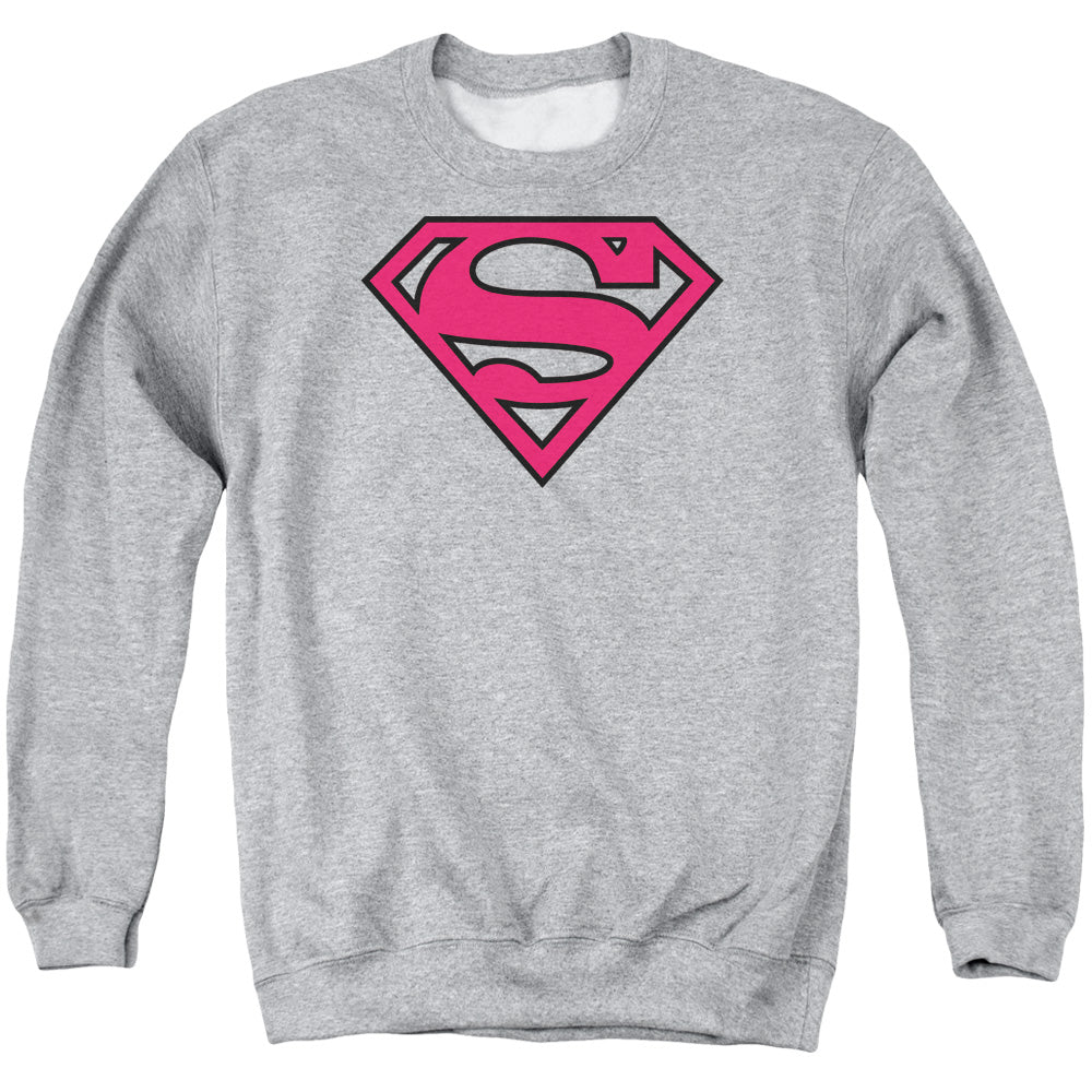 Superman Red &Amp; Black Shield Mens Crewneck Sweatshirt Athletic Heather