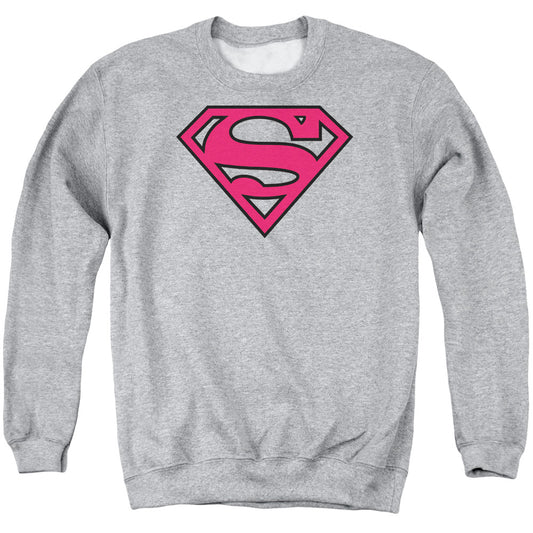 Superman Red &Amp; Black Shield Mens Crewneck Sweatshirt Athletic Heather