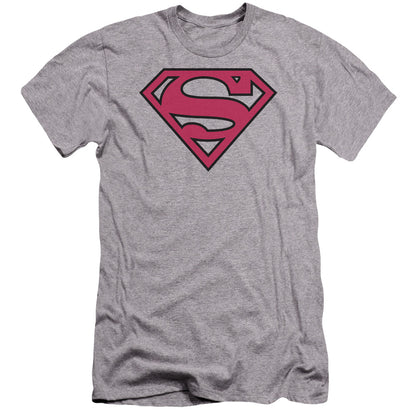 Superman Red & Black Shield Premium Bella Canvas Slim Fit Mens T Shirt Athletic Heather