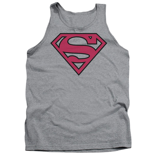 Superman Red & Black Shield Mens Tank Top Shirt Athletic Heather