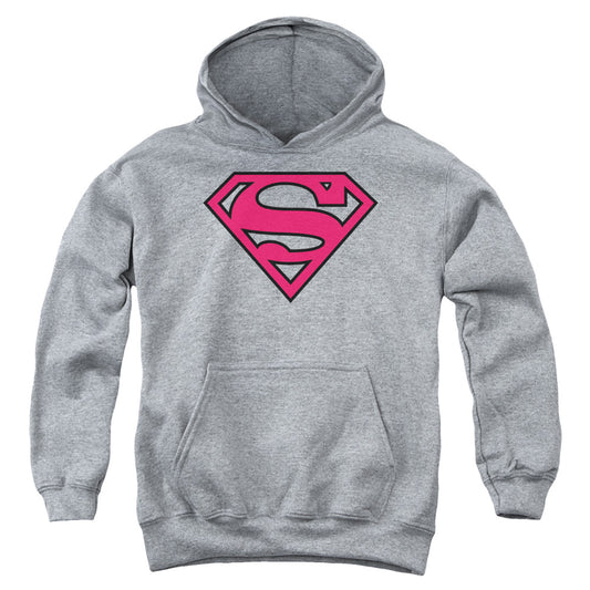 Superman Red & Black Shield Kids Youth Hoodie Heather