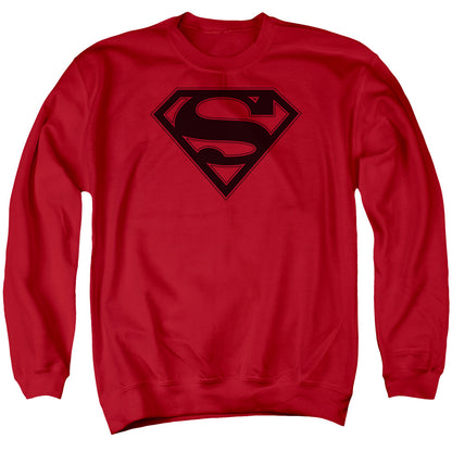 Superman Red &Amp; Black Shield Mens Crewneck Sweatshirt Red