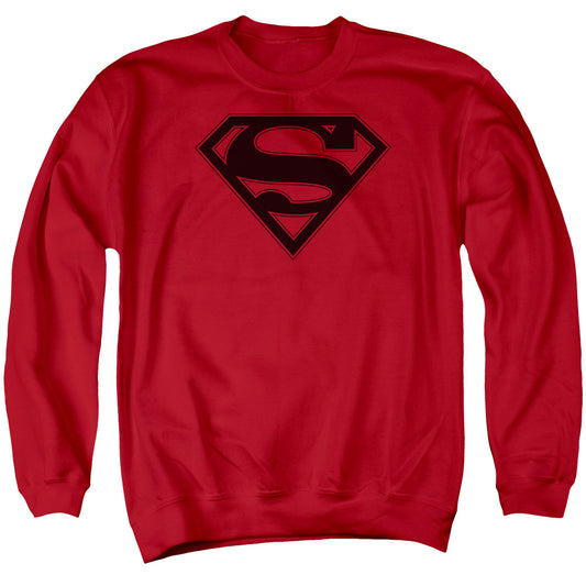 Superman Red &Amp; Black Shield Mens Crewneck Sweatshirt Red