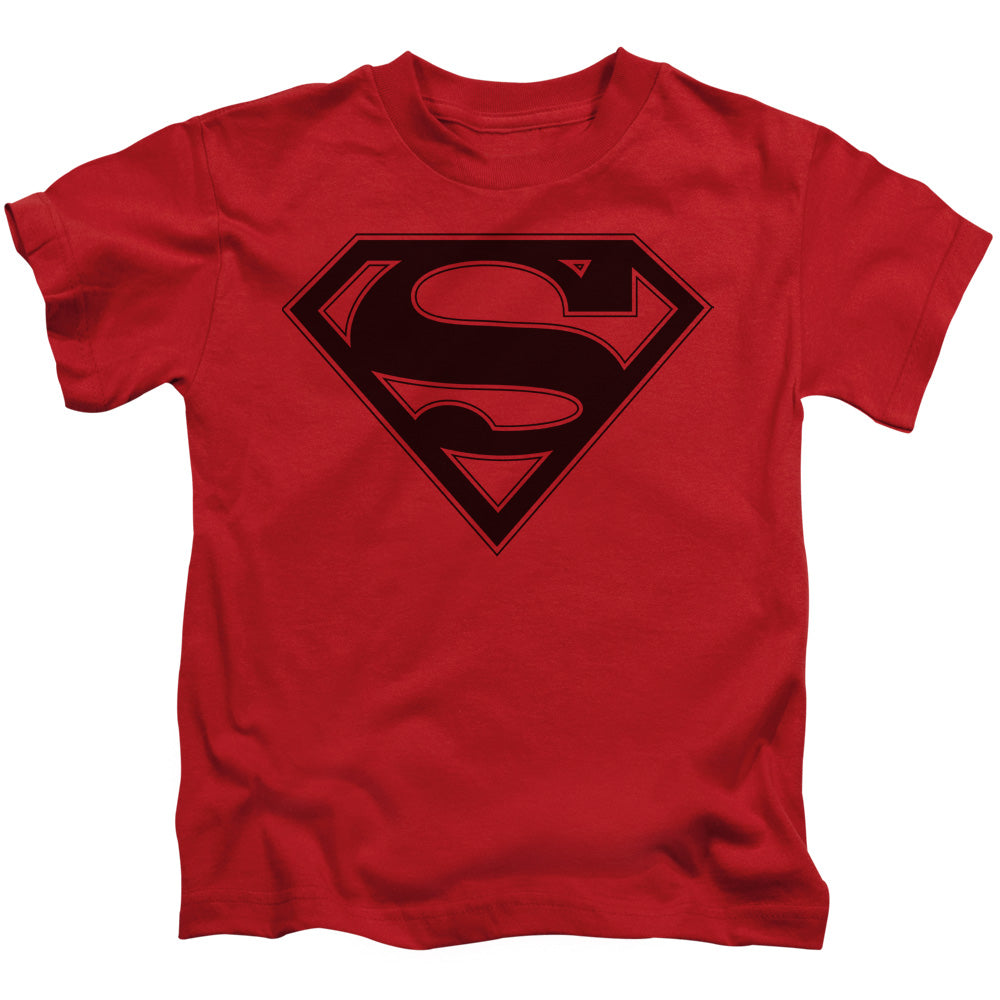 Superman Red & Black Shield Juvenile Kids Youth T Shirt Red