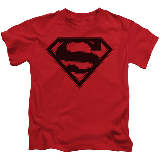 Superman Red & Black Shield Juvenile Kids Youth T Shirt Red