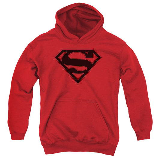 Superman Red & Black Shield Kids Youth Hoodie Red