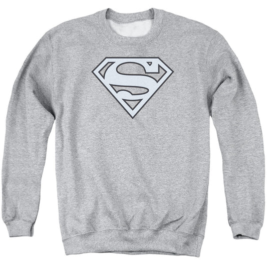 Superman Carolina Blue&Amp;Navy Shield Mens Crewneck Sweatshirt Athletic Heather