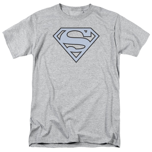 Superman Carolina Blue & Navy Blue Shield Mens T Shirt Athletic Heather