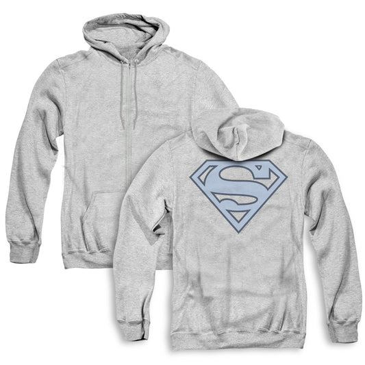 Superman Carolina Blue&navy Shield Back Print Zipper Mens Hoodie Athletic Heather