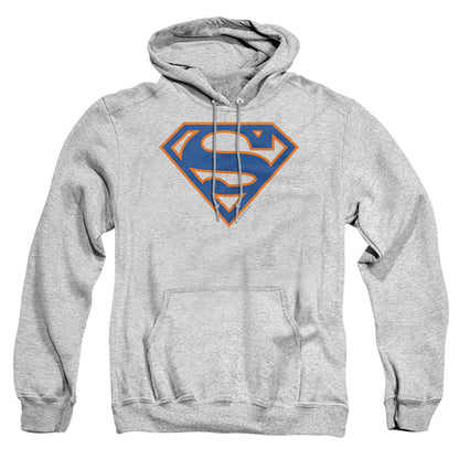 Superman Blue &Amp; Orange Shield Mens Hoodie Athletic Heather