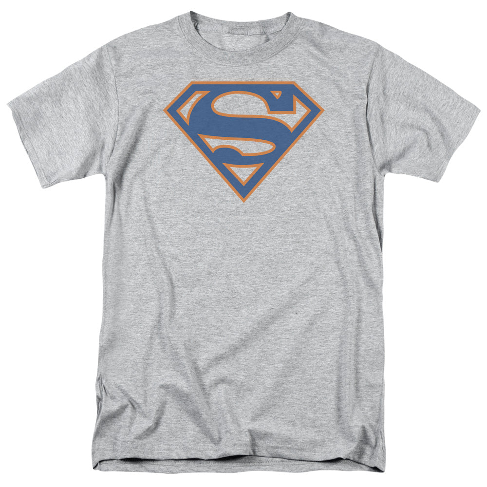 Superman Blue & Orange Shield Mens T Shirt Athletic Heather