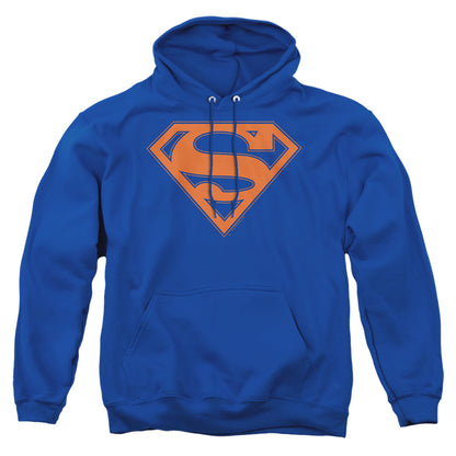 Superman Blue &Amp; Orange Shield Mens Hoodie Royal Blue