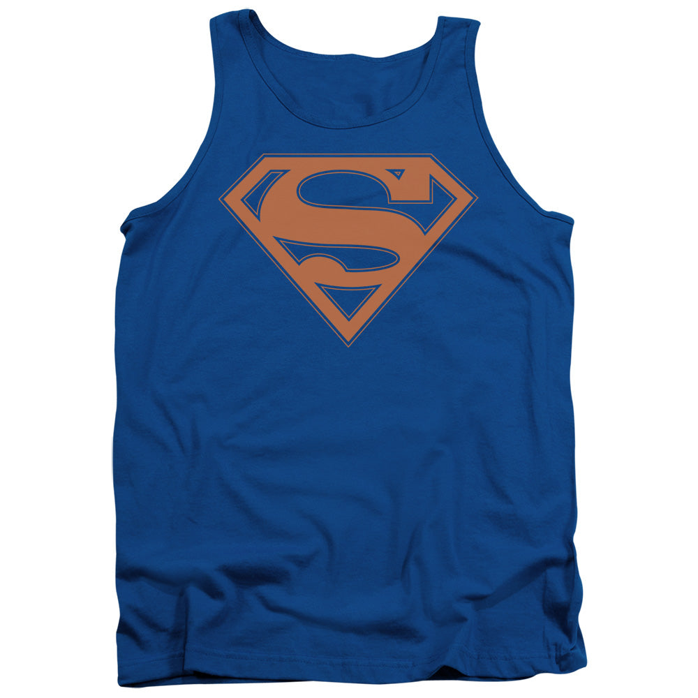 Superman Blue & Orange Shield Mens Tank Top Shirt Royal Blue