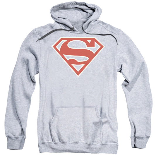 Superman Crimson &Amp; Cream Shield Mens Hoodie Athletic Heather