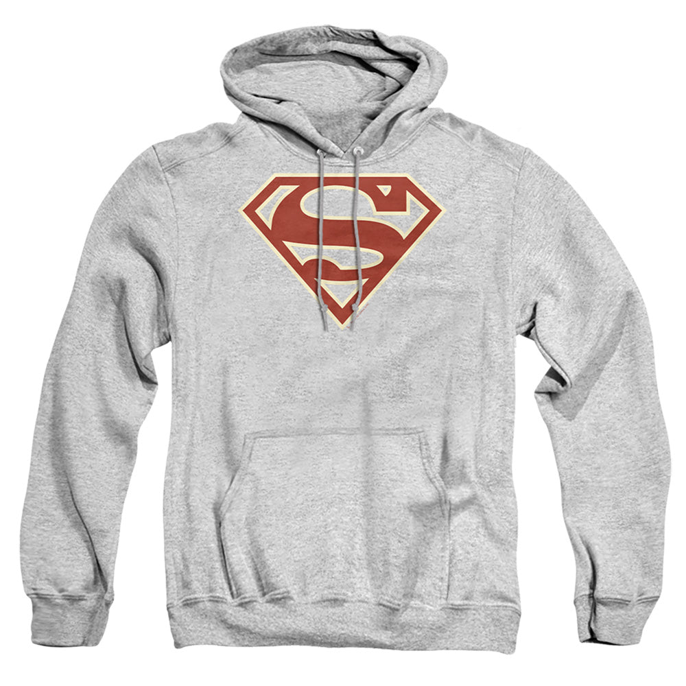 Superman Crimson &Amp; Cream Shield Mens Hoodie Athletic Heather