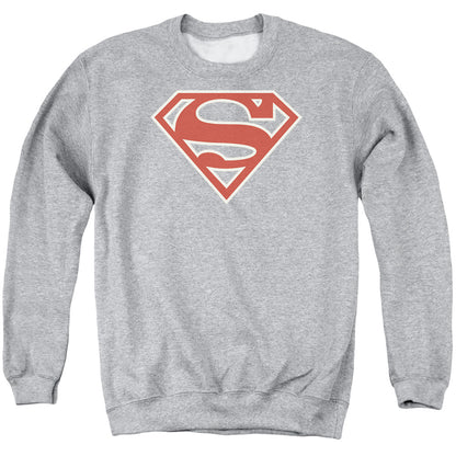 Superman Crimson &Amp; Cream Shield Mens Crewneck Sweatshirt Athletic Heather