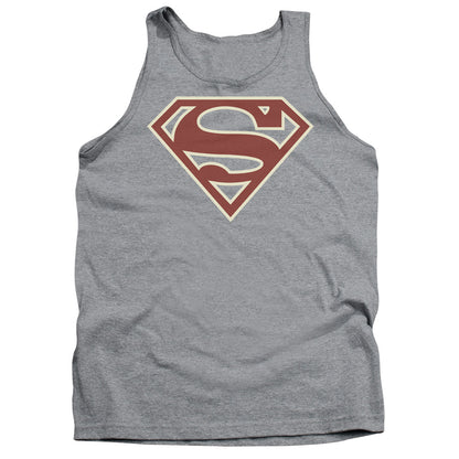 Superman Crimson & Cream Shield Mens Tank Top Shirt Athletic Heather