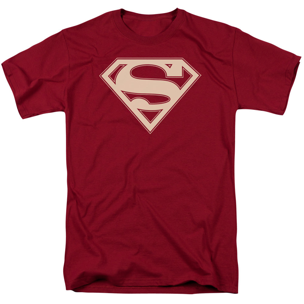 Superman Crimson & Cream Shield Mens T Shirt Cardinal