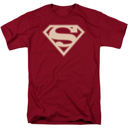 Superman Crimson & Cream Shield Mens T Shirt Cardinal