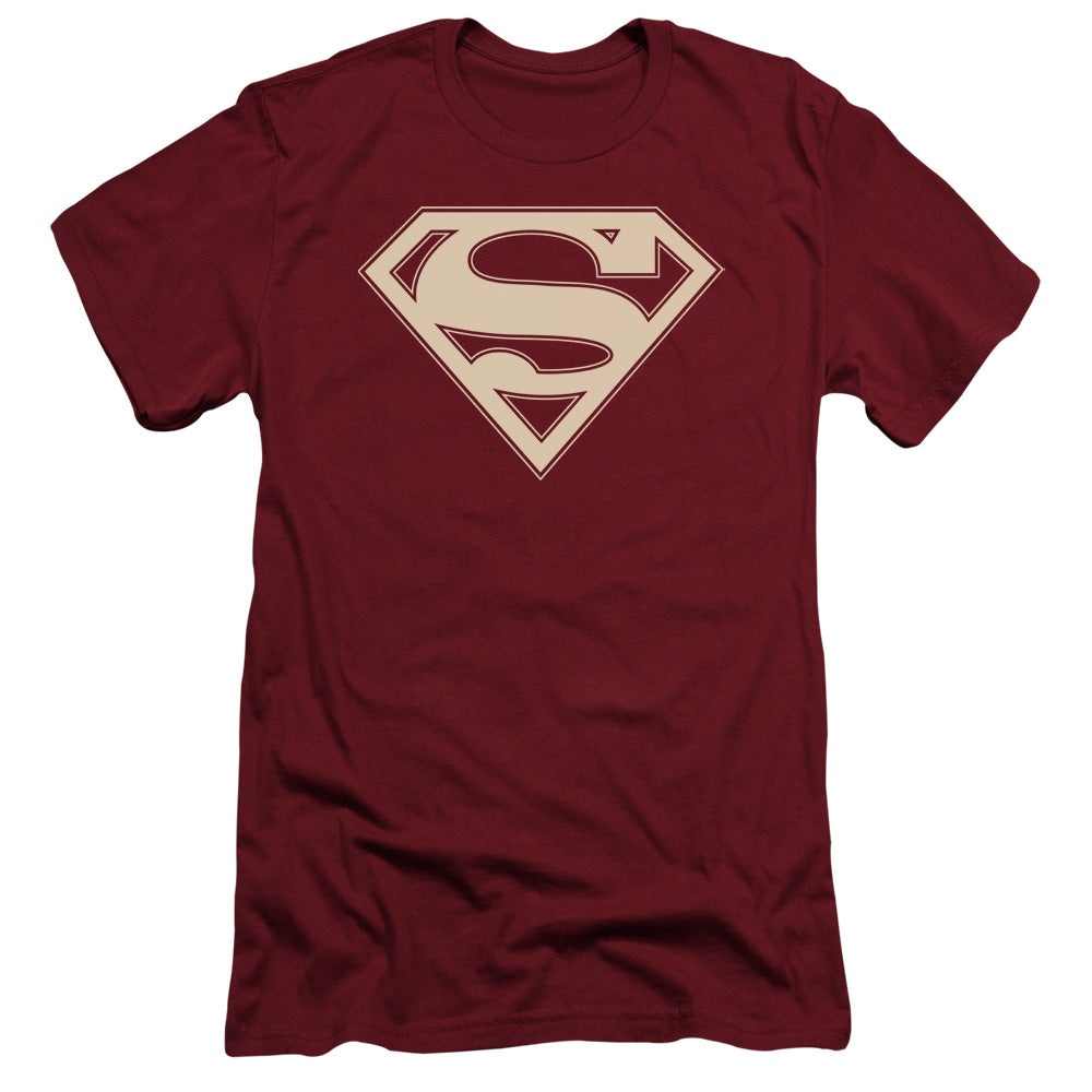 Superman Crimson & Cream Shield Slim Fit Mens T Shirt Cardinal