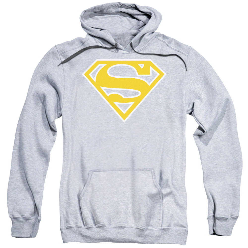 Superman Lt Orange &Amp; White Shield Mens Hoodie Athletic Heather