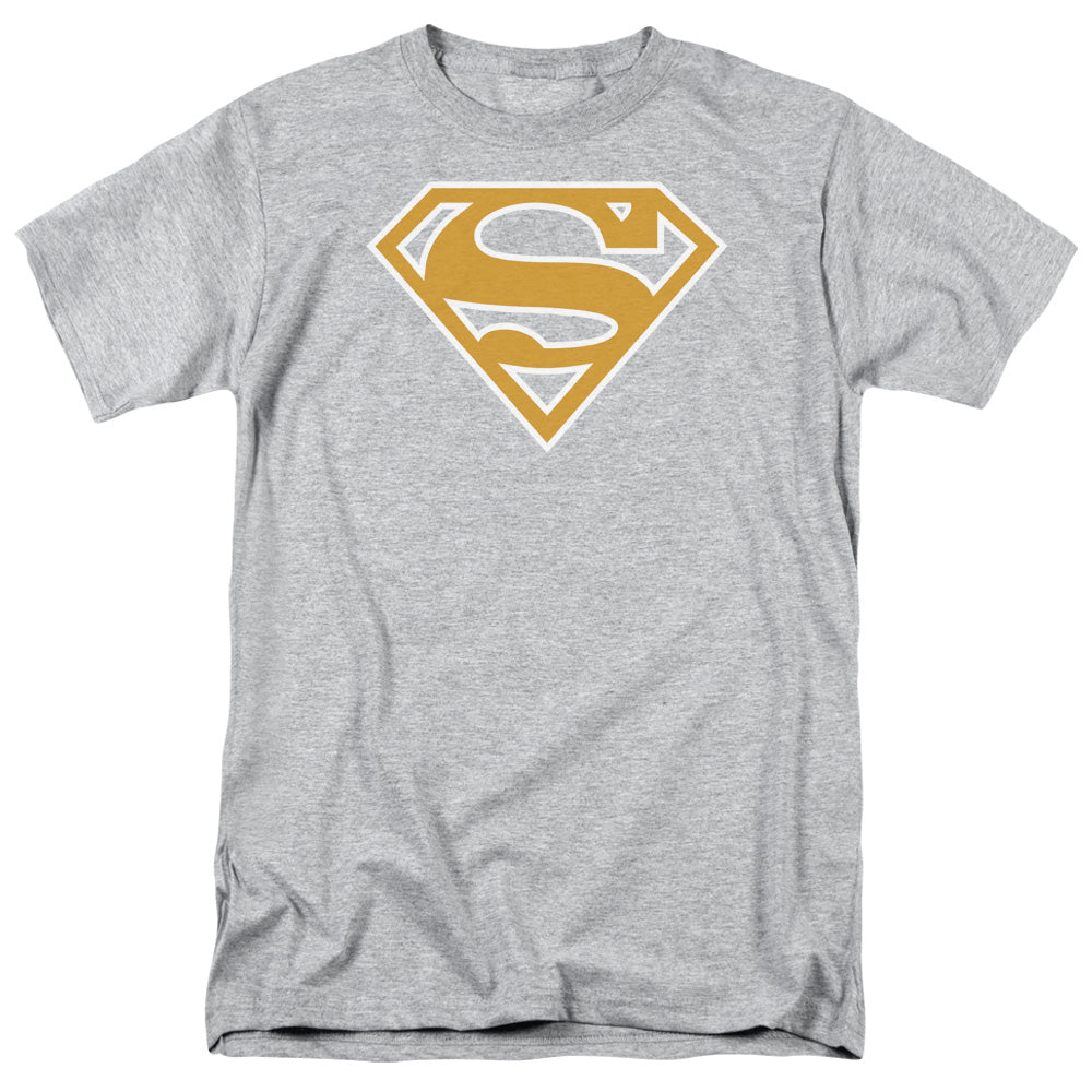 Superman Lt Orange & White Shield Mens T Shirt Athletic Heather