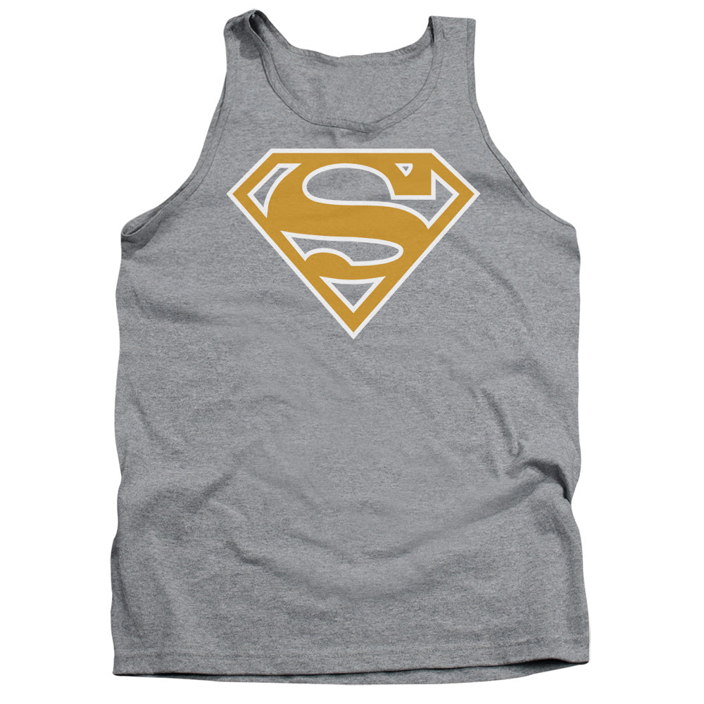 Superman Lt Orange & White Shield Mens Tank Top Shirt Athletic Heather