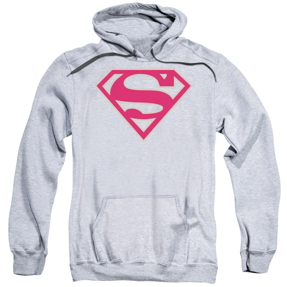 Superman Crimson &Amp; Gray Shield Mens Hoodie Athletic Heather