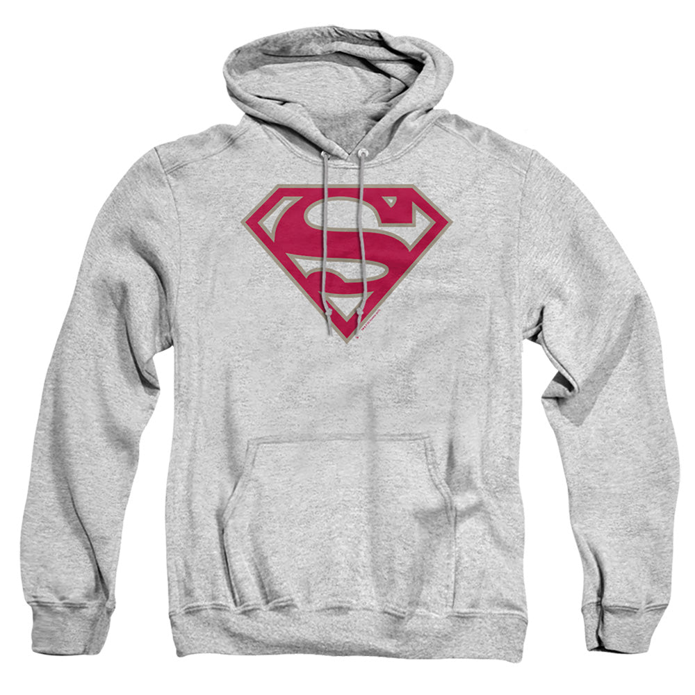 Superman Crimson &Amp; Gray Shield Mens Hoodie Athletic Heather