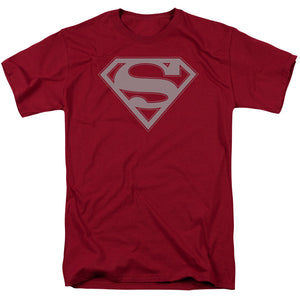 Superman Crimson & Gray Shield Mens T Shirt Cardinal