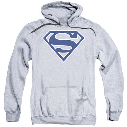 Superman Navy &Amp; White Shield Mens Hoodie Athletic Heather