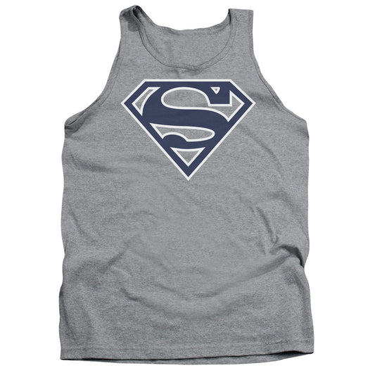 Superman Navy & White Shield Mens Tank Top Shirt Athletic Heather