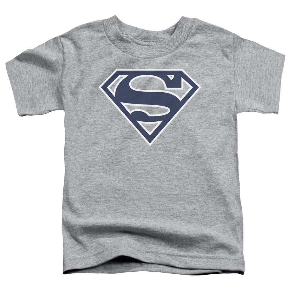 Superman Navy & White Shield Toddler Kids Youth T Shirt Athletic Heather