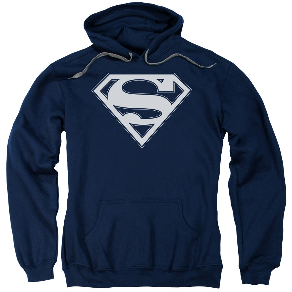 Superman Navy &Amp; White Shield Mens Hoodie Navy