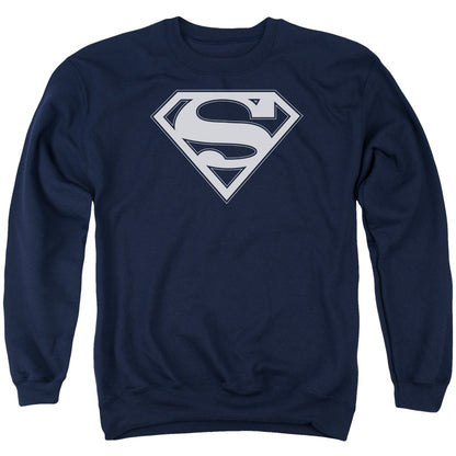 Superman Navy &Amp; White Shield Mens Crewneck Sweatshirt Navy