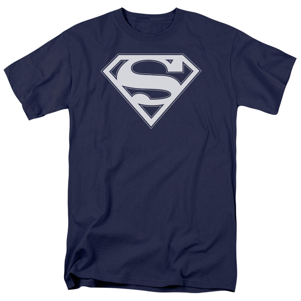 Superman Navy Blue & White Shield Mens T Shirt Navy Blue