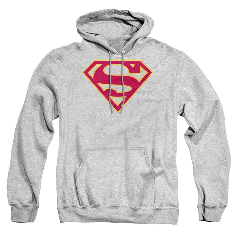 Superman Red &Amp; Gold Shield Mens Hoodie Athletic Heather