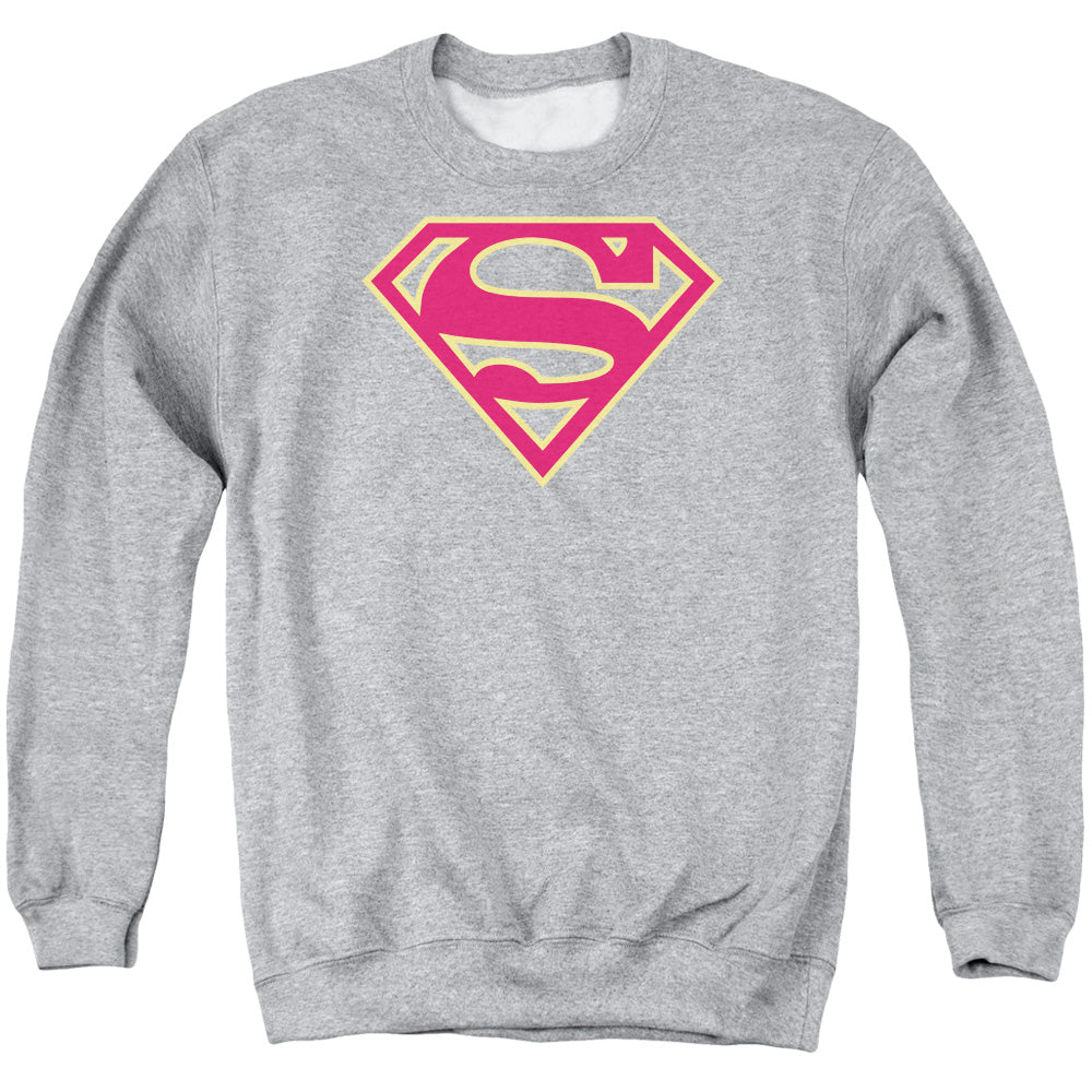 Superman Red &Amp; Gold Shield Mens Crewneck Sweatshirt Athletic Heather